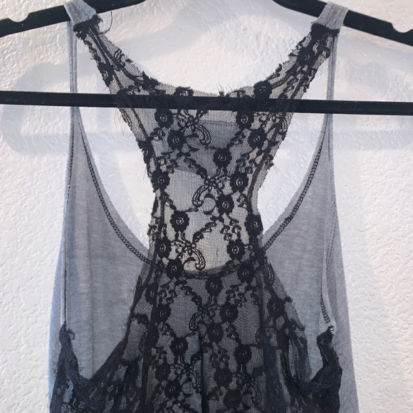NWOT Tank Top Solid Grey Front, Lace Black Back - Picture 4 of 7